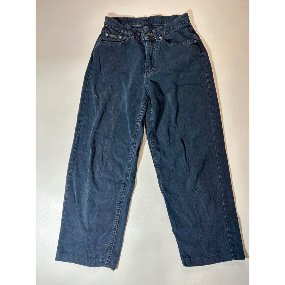 Lee Riveted Jeans Womens 10 Long Blue Good Relaxed Wide Leg High Rise Vintage
